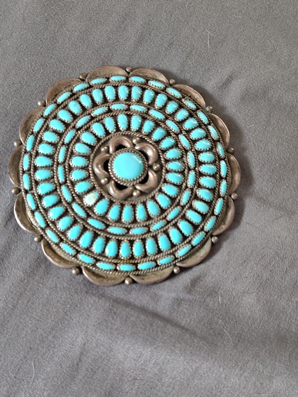 Turquoise Cluster Medallion Necklace Pendant
